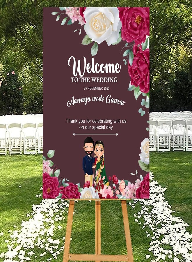 ثيم ماي بارتي لوحة ترحيب مخصصة لحفل زفاف هندي من تصميم Theme My Party - لوحة ترحيب مخصصة لحفل زفاف هندي - لوحة ترحيب مخصصة لحفل زفاف هندي لتزيين حفل الزفاف - Image 2